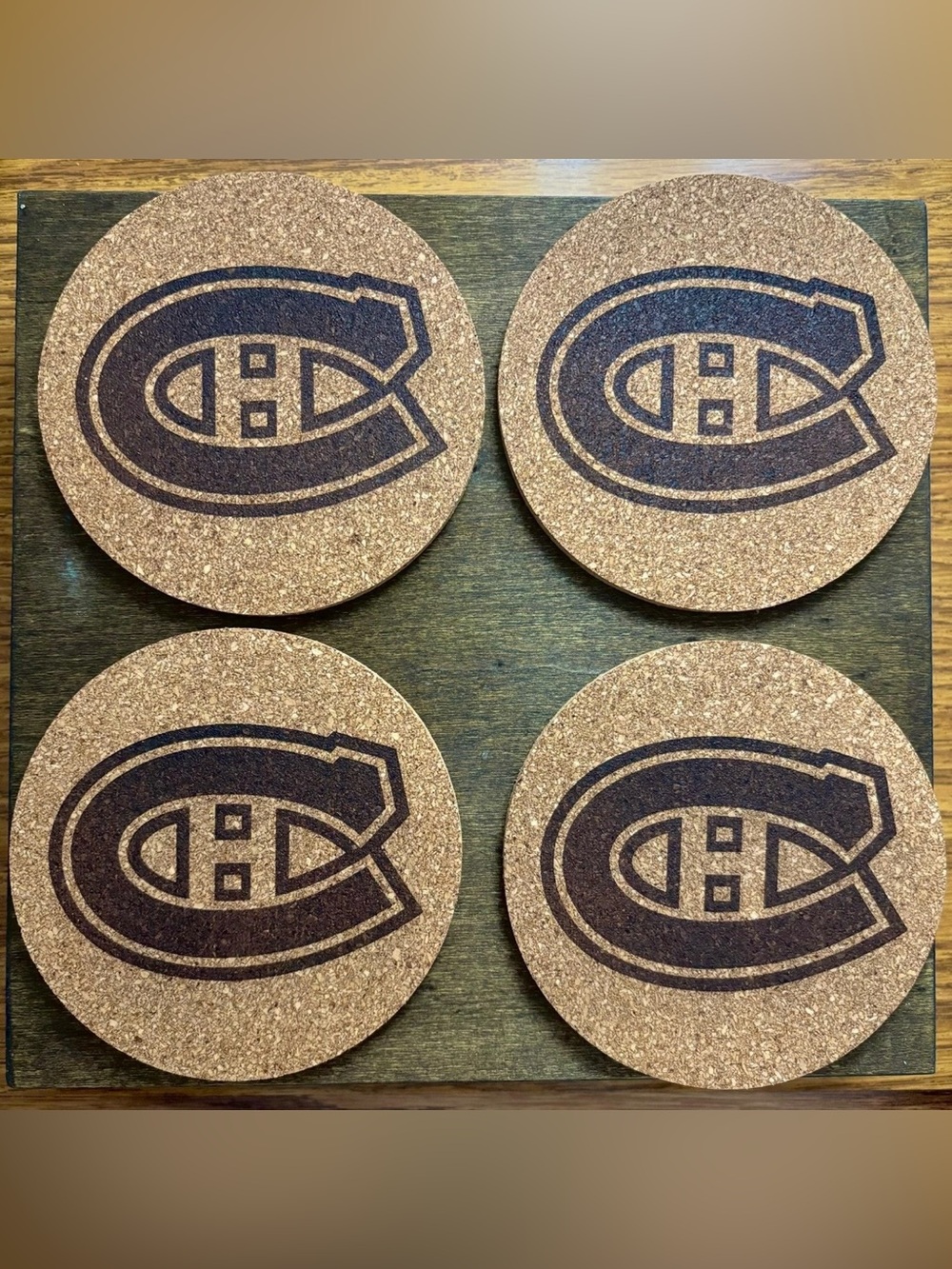 Montreal Canadiens Logo Laser Engraved Cork Coasters Lot of 4 - Picture 10 of 10